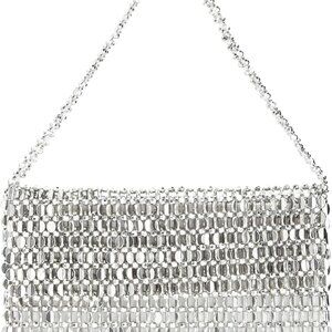 Vintage Style Acrylic Silver Sequin Handbag Evening Clutch for Weddings Parties